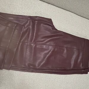 Ann Taylor faux leather full leg cropped pant with tags